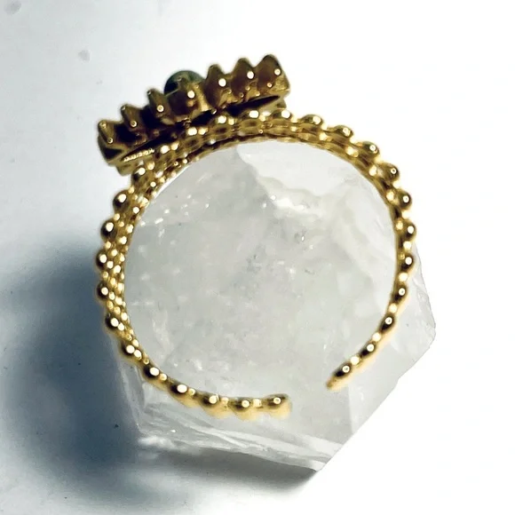 2/$20 ✨ LAST ONE! Evil Eye Beaded 18k Gold Plated Ring with Natural Green Stone - Picture 10 of 14